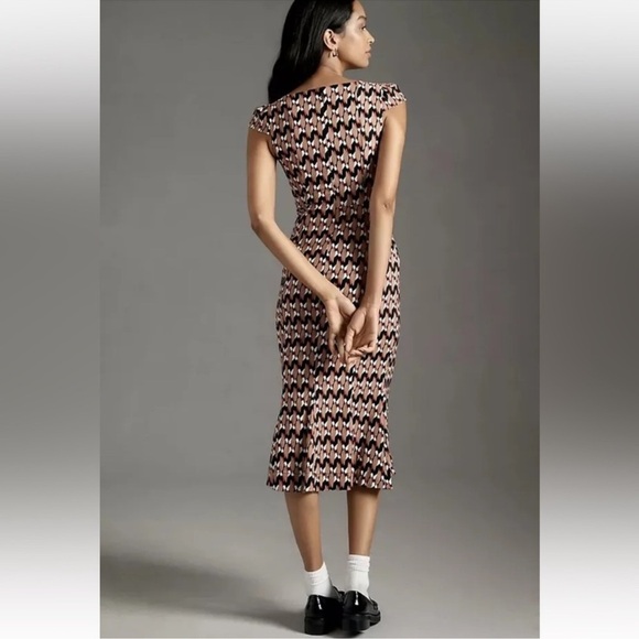 Anthropologie The Cecily Fit & Flare Sweetheart Dress Sz Plus 2X Brown ND408 NWT - Picture 2 of 6